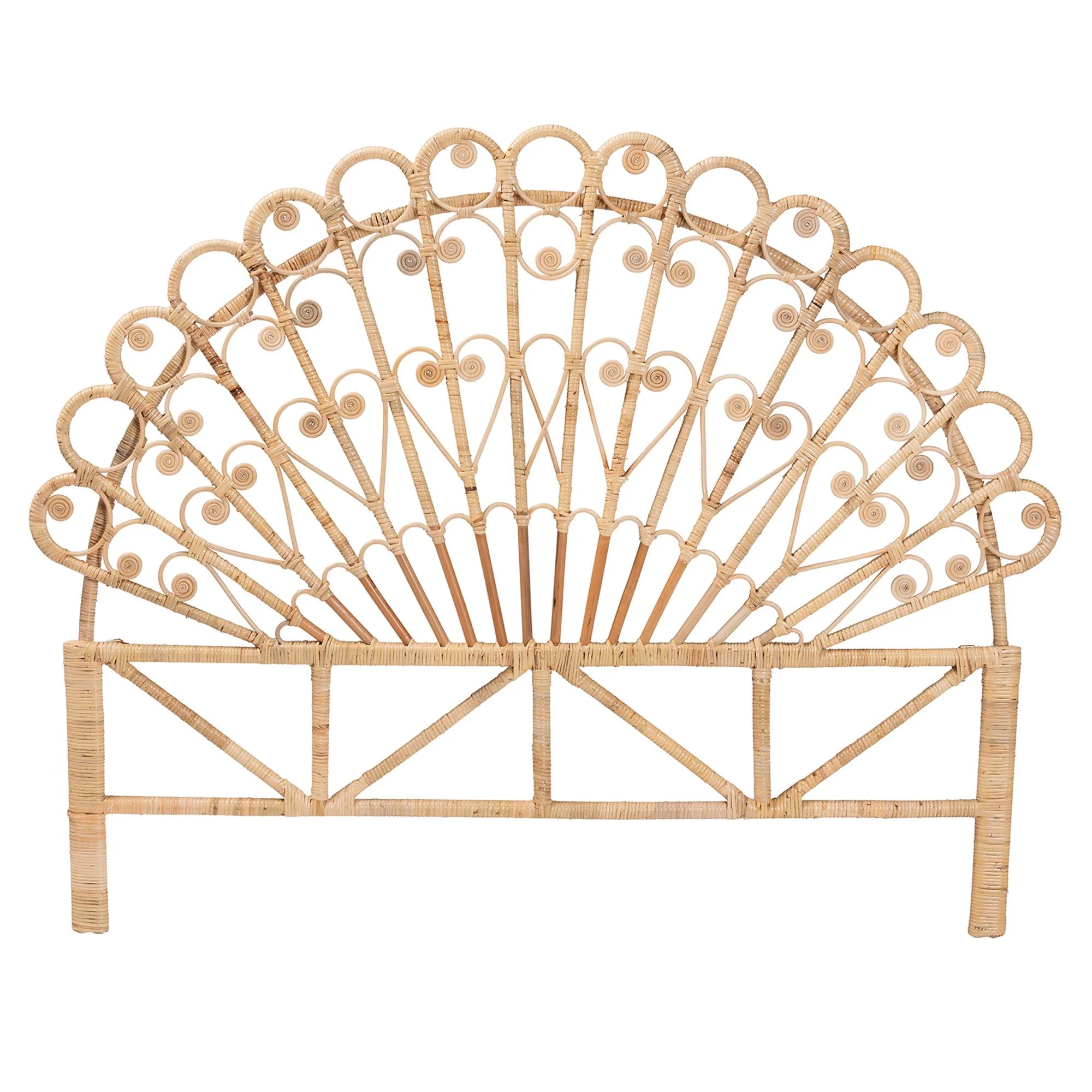 Rasima Modern Bohemian Natural Brown Rattan Queen Headboard F983