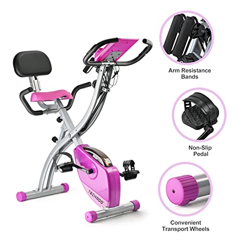 Foldable Exercise Bike with Adjustable Backrest and Pulse Sensor Z4685