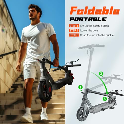 SISIGAD Electric Scooter for Adults, 10" Tires, 600W Motor, 22 MPH, 30 Miles Range, Foldable O1563