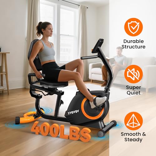 Recumbent Exercise Bike for Home, Quiet Stationary Bike for Adults & Seniors, 400LB Capacity X156547
