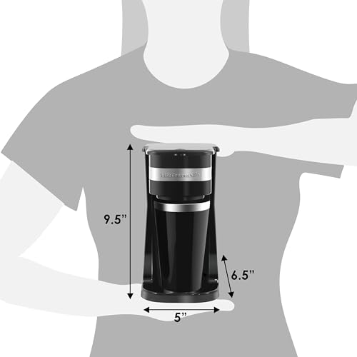 Elite Gourmet EHC113 Personal Single-Serve Coffee Maker with Thermal Travel Mug, Black B70143