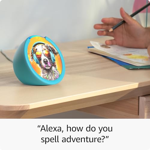 Amazon Echo Pop Kids with parental controls, includes 6 months of Amazon Kids+ F734