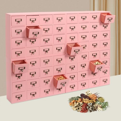 Vintage 16-Drawer Wooden Desktop Organizer with Iron Label Holders N538