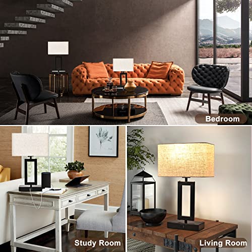 22" Touch Control Table Lamps with USB Ports, Dimmable, Gold & White V1178