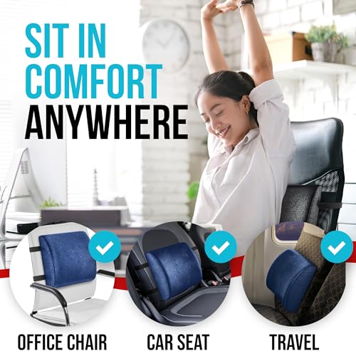 FORTEM Office Chair Cushion and Back Support, Memory Foam Lumbar Pillow, Non Slip, XL V440