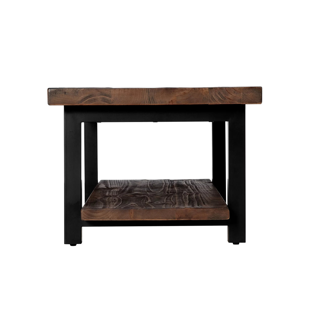 Pomona 42" Metal and Wood Coffee Table, Rustic Natural S535