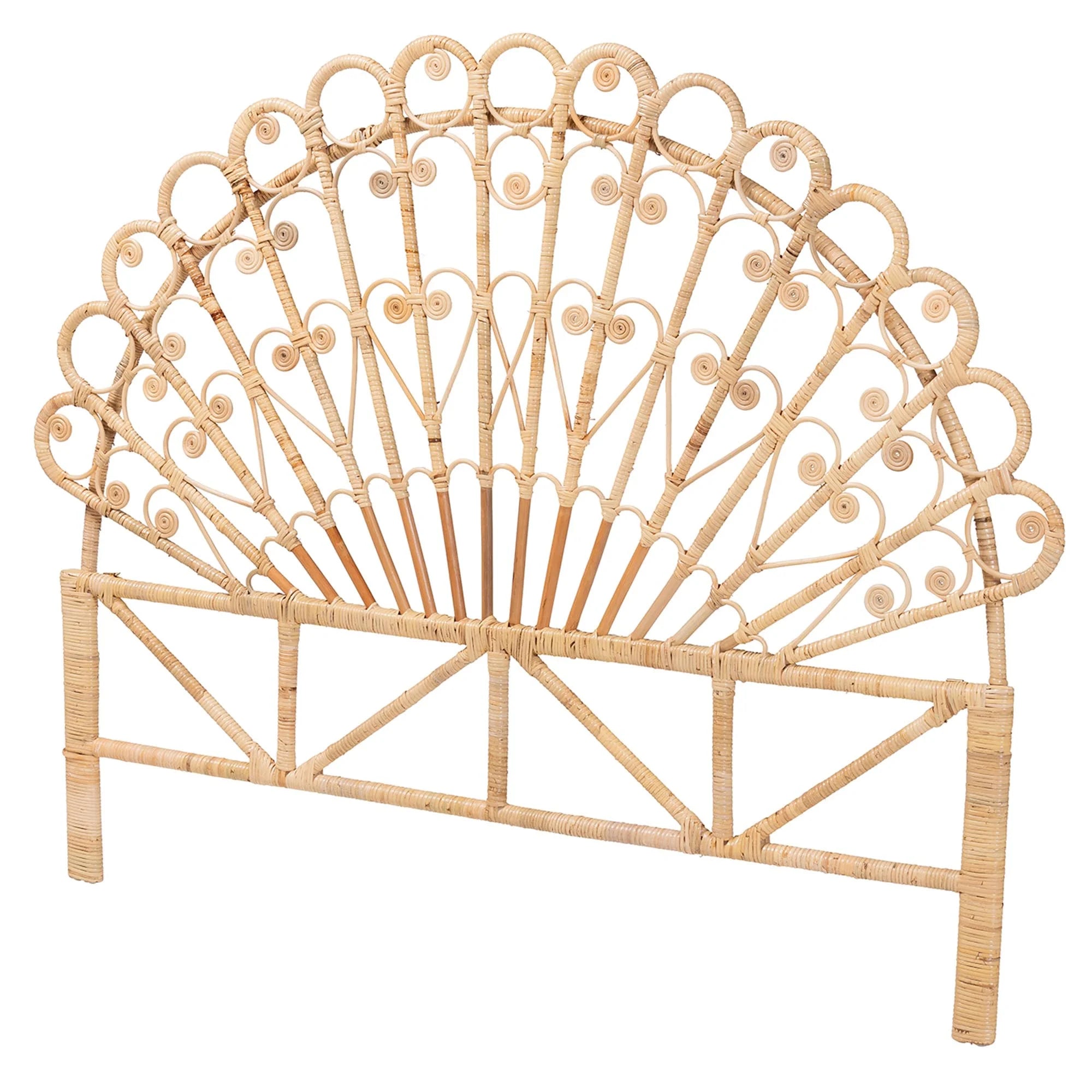 Rasima Modern Bohemian Natural Brown Rattan Queen Headboard F983