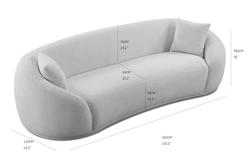 103.15" Curved Boucle Sofa for Living Room, Cream S864