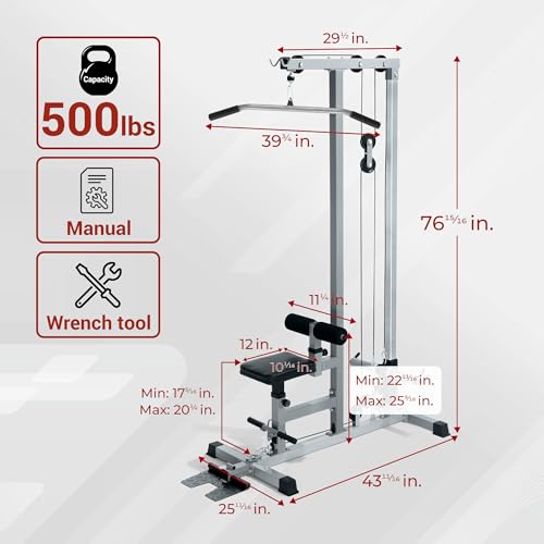 Yes4All LAT Pull Down Cable Machine with High & Low Pulley Stations Y492