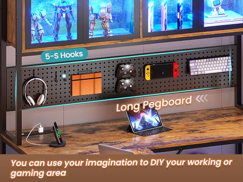SEDETA L Shaped Gaming Desk with Drawers, LED Lights, and Power Outlet O3738