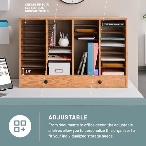 Safco Wooden Paper and Mail Organizer, Adjustable Shelves, Stackable B285