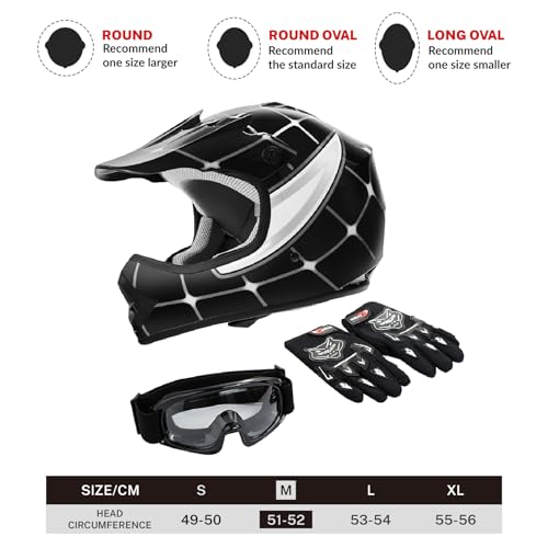 SLMOTO Dot Youth Kids Motocross Offroad Helmet with Goggles and Gloves Blue Skull D851858