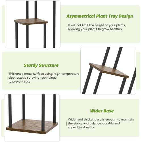 6 Tier Metal Wood Corner Plant Stand Indoor Outdoor H78199