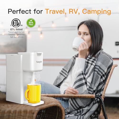 Mini Hot and Iced Coffee Maker Single Serve for K Cup and Ground, Classic Black O715039
