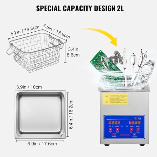 VEVOR Professional Ultrasonic Cleaner with Digital Timer & Heater, 3L W817988