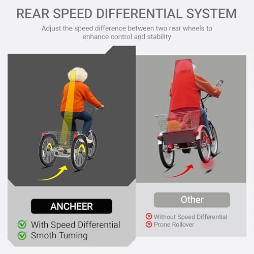ANCHEER Electric Tricycle for Adults, 350W Folding 3-Wheel Ebike, 48V 499Wh S15636