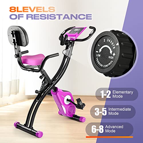 Foldable Exercise Bike with Adjustable Backrest and Pulse Sensor Z4685