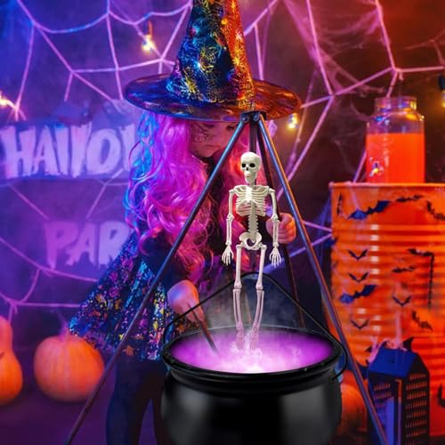 12" Large Witch Cauldron Diffuser with LED Light for Halloween Decor U58380