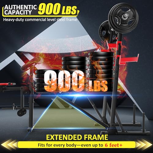 Professional Olympic Weight Bench Set with Squat Rack and Leg Extension S677