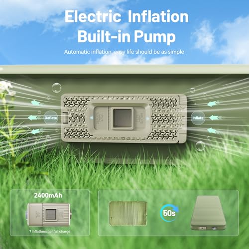 Self Inflating 4" Memory Foam Sleeping Pad with Built-in Electric Pump for Camping C265