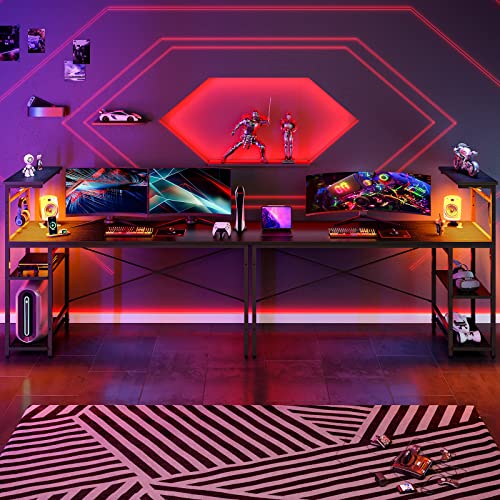 Bestier Gaming Desk with LED Lights, 51.3 Inch Computer Desk Q970