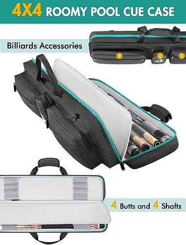 Pool Cue Case 4x5 with Pockets, Soft Padded Billiard Cue Bag A2212