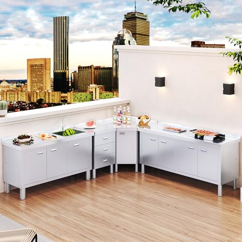 ZZV Freestanding Stainless Steel Utility Sink with Cabinet I631996