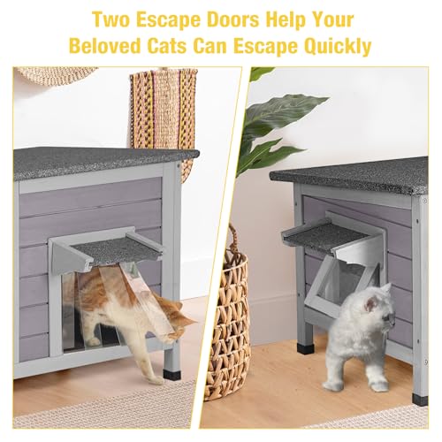 Aivituvin Cat House Indoor 2 Story Feral Cat Shelter for Winter Outdoor Large B645914