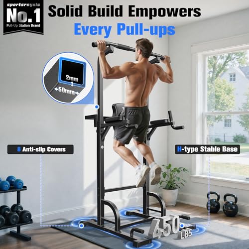 Sportsroyals Pull Up Bar Dip Station Power Tower Home Gym Strength Training Equipment R739989