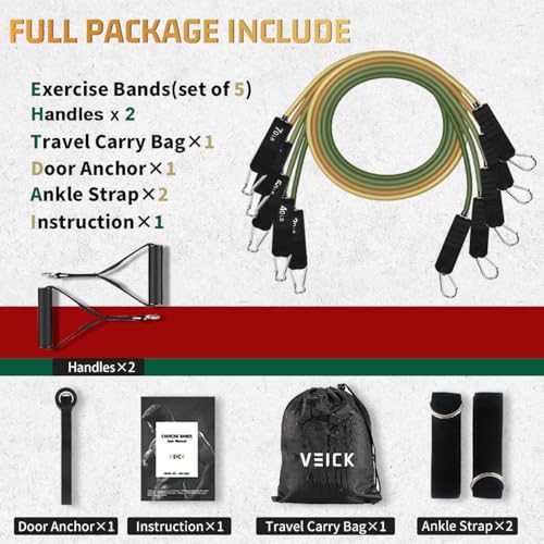VEICK Resistance Bands with Handles for Home Workout O75059