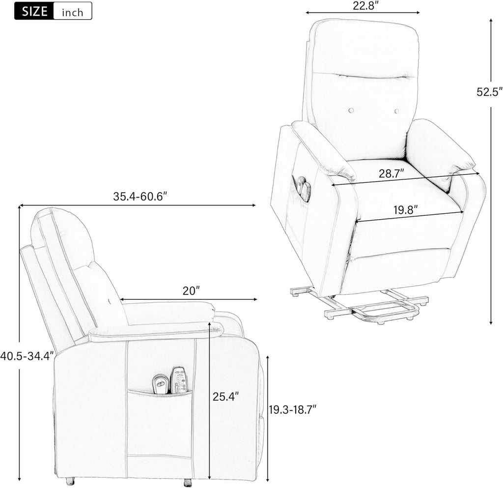 Power Lift Recliner Chair with Adjustable Heated Massage for Elderly, F-Blue R8992