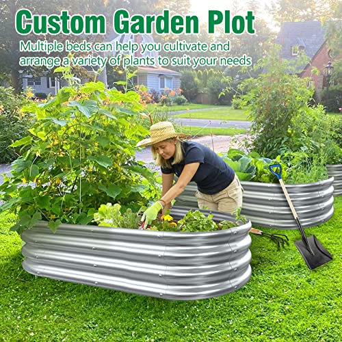 MOFEEZ 2x2x1 Ft Round Raised Garden Bed, Galvanized Metal Planter B4273
