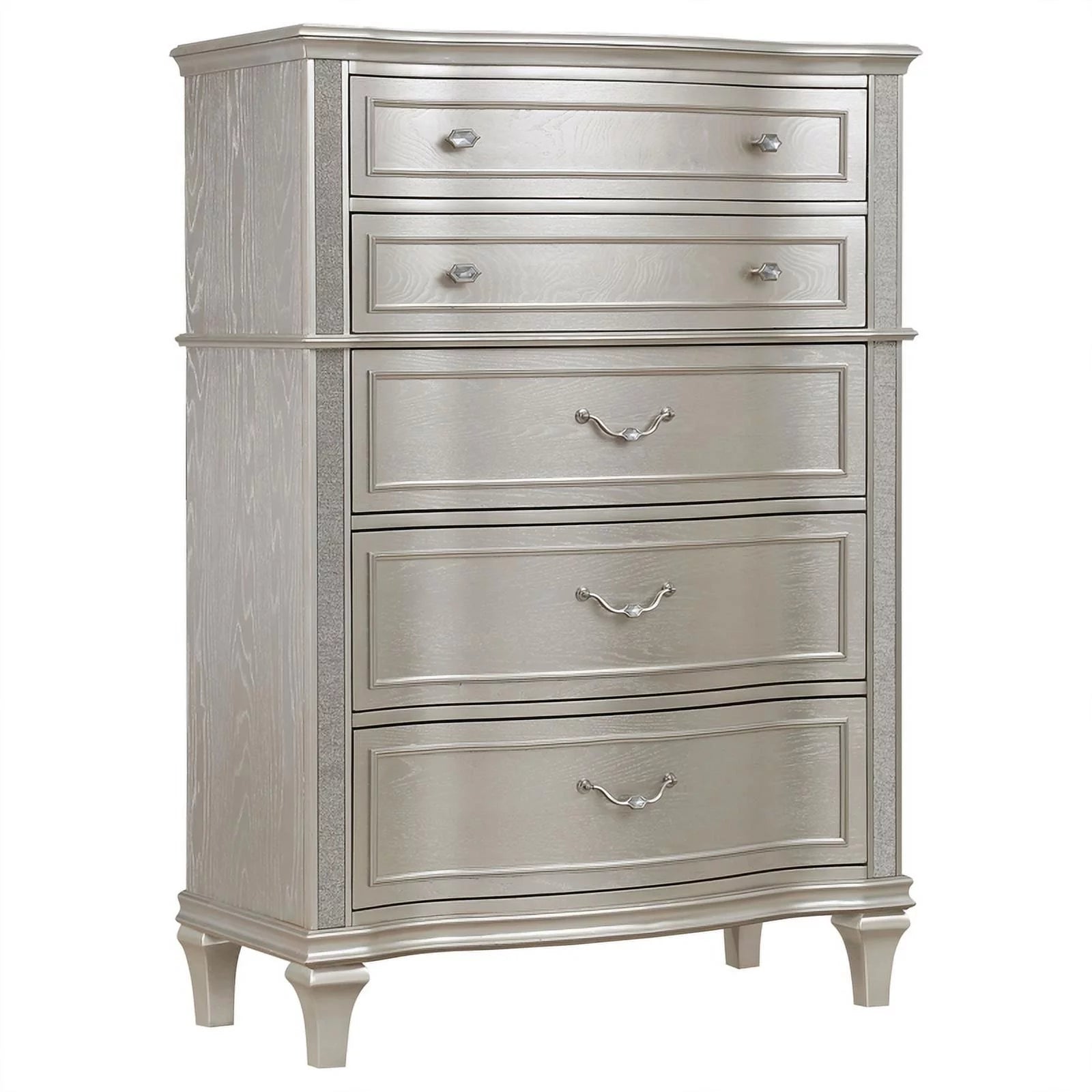 Maklaine 5-piece Wood Eastern King Bedroom Set Ivory Silver Oak Q62597