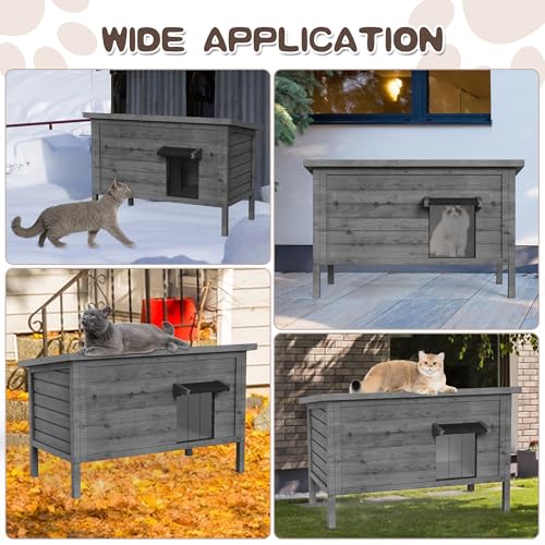 Outdoor Cat House Insulated Wooden Shelter for Multiple Cats K816912