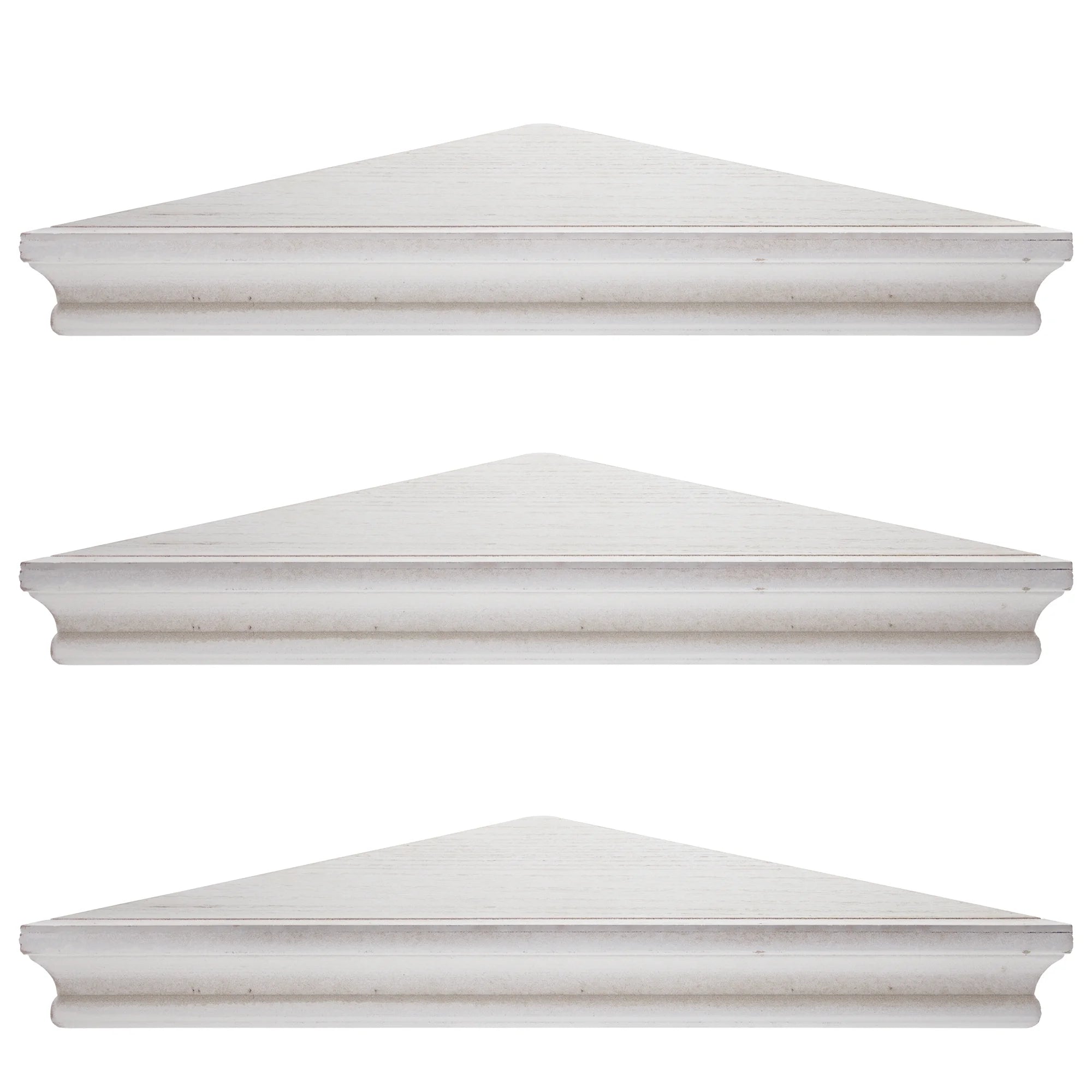 American Art Decor Rustic Whitewashed Wood Floating Corner Shelves - White - Set of 3