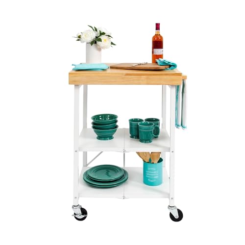 Origami Folding Kitchen Cart on Wheels, 3-Tier Rolling Cart Z2164