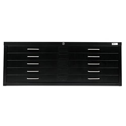AdirOffice Flat File Cabinet 5-Drawer Blueprint Storage, Black G24063