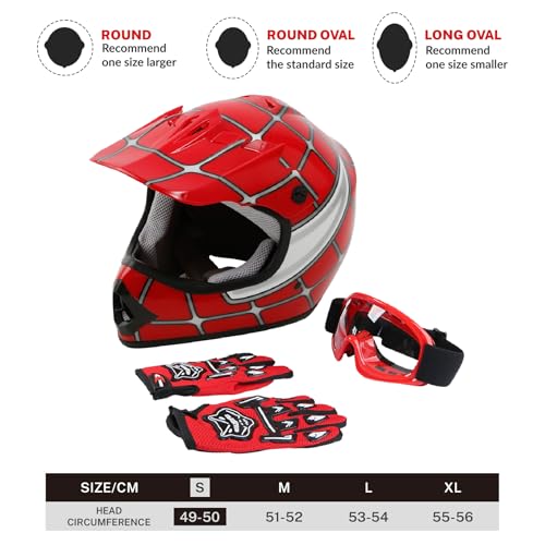 SLMOTO Dot Youth Kids Motocross Offroad Helmet with Goggles and Gloves Blue Skull D851858
