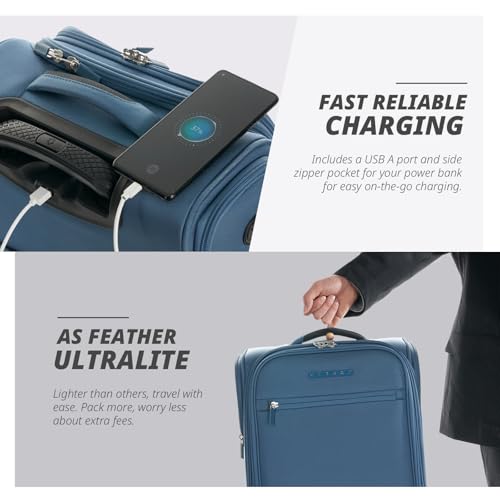 Verage Under Seat Luggage with Wheels, Softside Spinner Carry On, Navy 14-Inch A51804