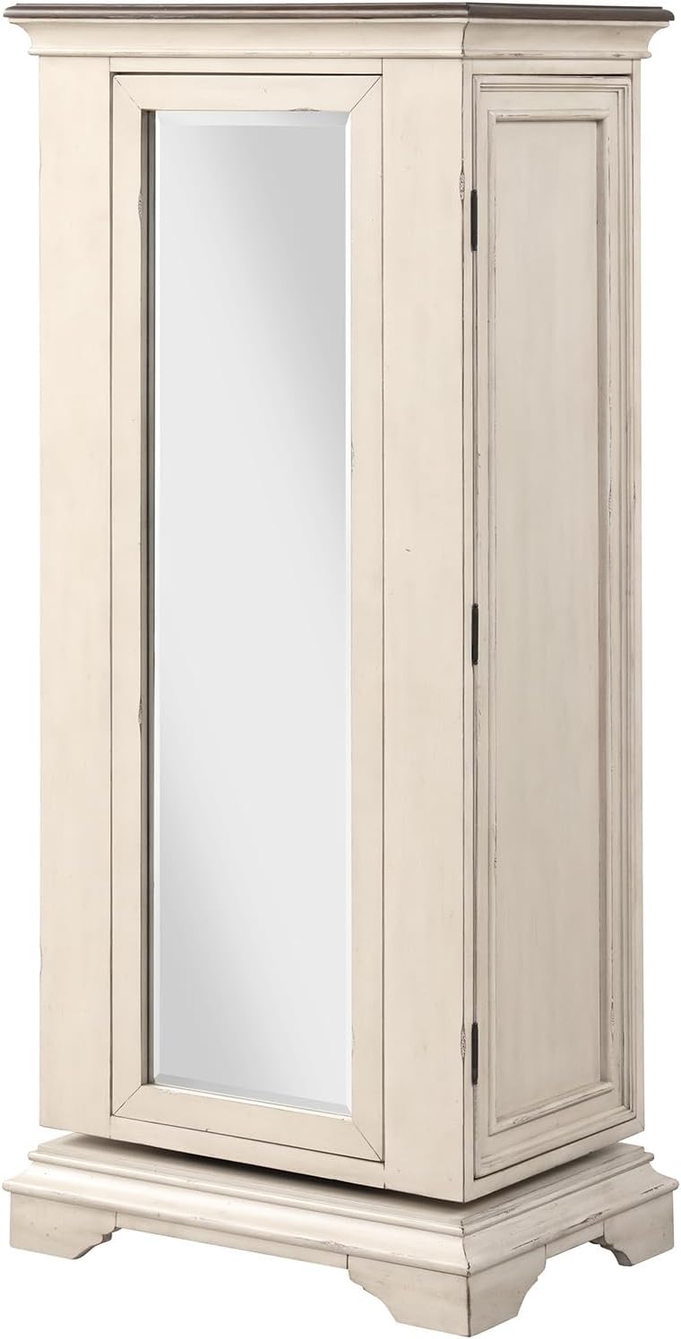 Anastasia Lingerie Swivel Chest with Mirror, Antique White Y98391