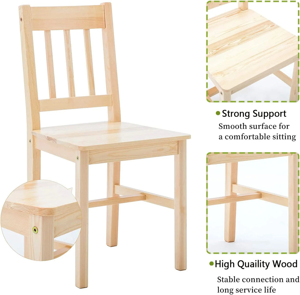RUNFAYBIU Dining Table Set for 4 with Pine Wood and 4 Chairs Y285