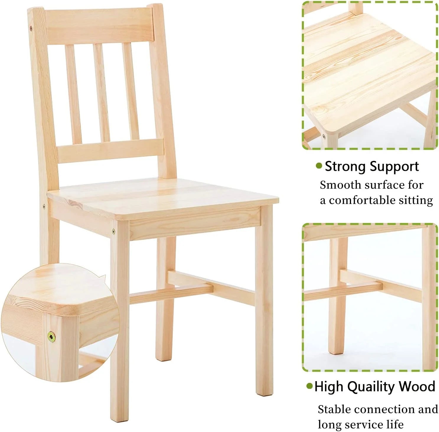 RUNFAYBIU Dining Table Set for 4 with Pine Wood and 4 Chairs Y285