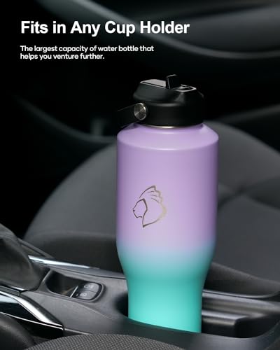 BUZIO 40oz Insulated Tumbler with Handle and Straw Lid, Black M702