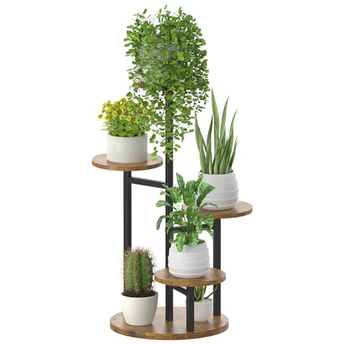 6 Tier Metal Wood Corner Plant Stand Indoor Outdoor H78199