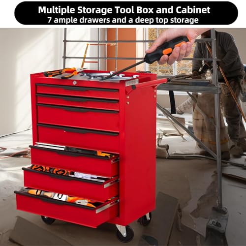 6-Drawer Rolling Tool Chest Cabinet with Wheels and Locking, Black W270288