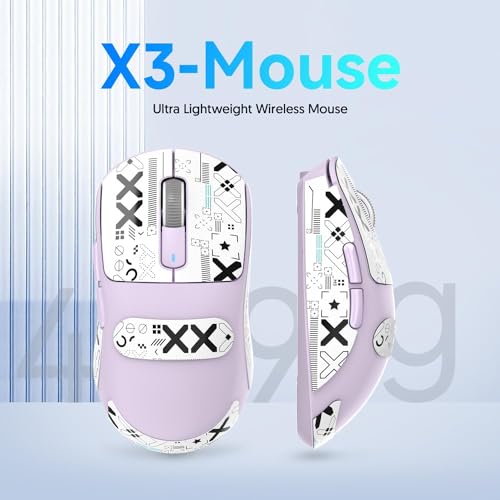 ATTACK SHARK X3 Wireless Gaming Mouse, 49g Ergonomic, PAW3395 26K DPI, White C238377