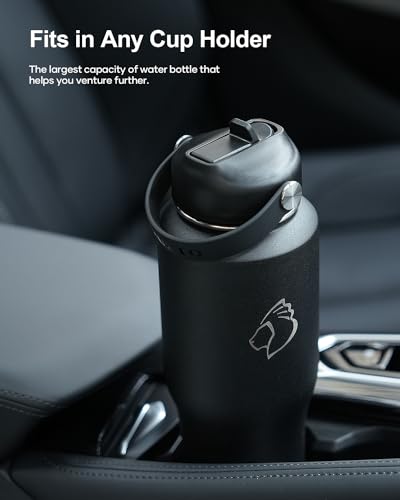 BUZIO 40oz Insulated Tumbler with Handle and Straw Lid, Black M702