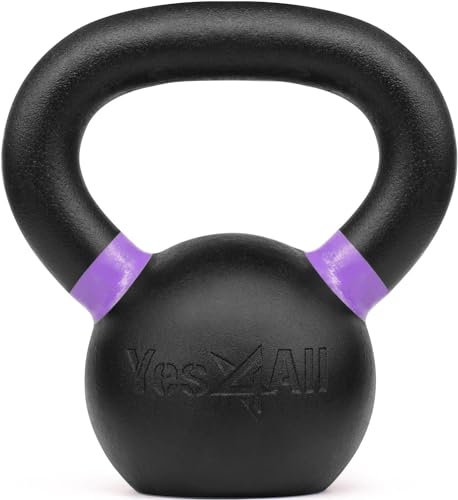 Yes4All Powder Coated Cast Iron Kettlebell Weight Set for Home Gym N15817