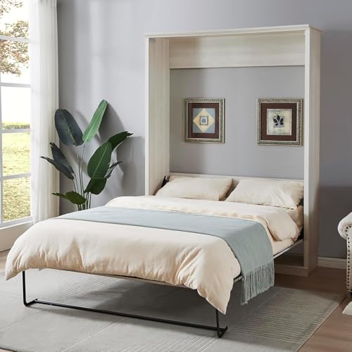 MERITLINE Queen Murphy Bed with Storage Bookcase and Charging Station E996
