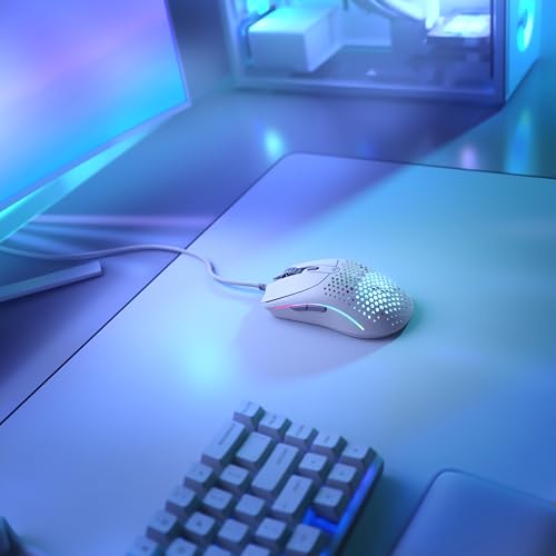 Glorious Model D Wired Gaming Mouse - 68g Honeycomb RGB Ergonomic, Matte White M160012